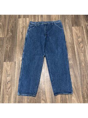 Vintage Union Line Carpenter Pants Men’s 38x31 Blue Utility Workwear Hammer Loop